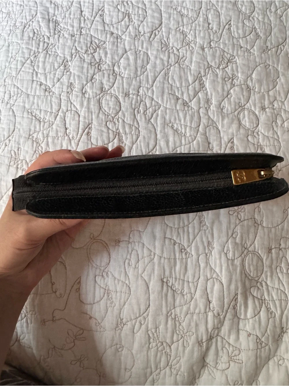 CHANEL Black Caviar Leather Cosmetic Pouch with CC Logo